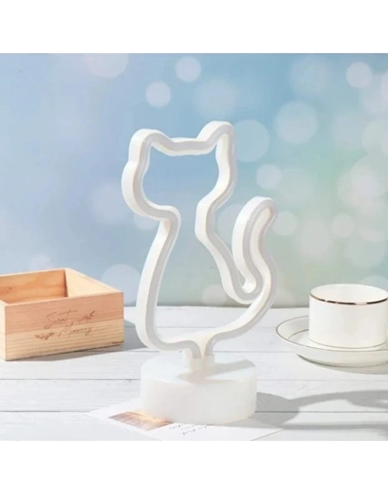 Neon Işıklı Kedi Tasarımlı Lamba