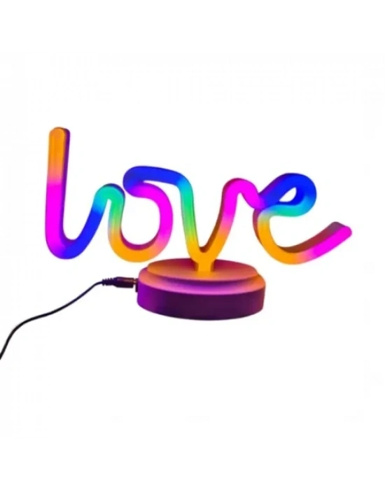 Neon Işıklı Love Yazılı Masa Gece Lambası