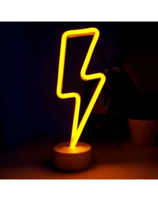 Neon Işıklı Şimşek Lamba USB+Pil