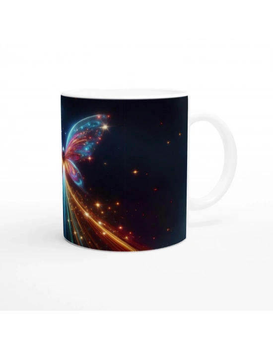 Neon Işıklı Uzay Kelebeği Baskılı Kupa Bardak