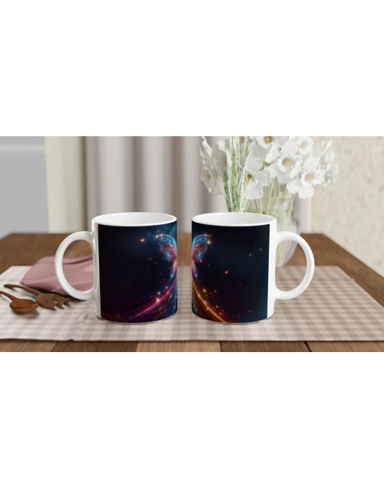 Neon Işıklı Uzay Kelebeği Baskılı Kupa Bardak