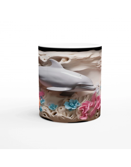 Neon Mercanlar ve Sevimli Yunus Temalı Su Altı Kupa Bardak