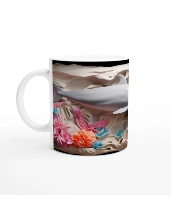 Neon Mercanlar ve Sevimli Yunus Temalı Su Altı Kupa Bardak