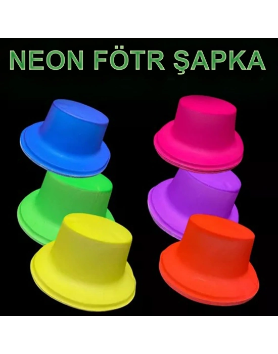 Neon Partisi Pembe Renk Plastik Fötr Şapka