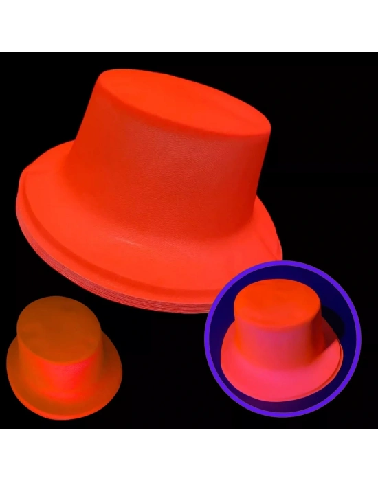 Neon Partisi Turuncu Renk Plastik Fötr Şapka