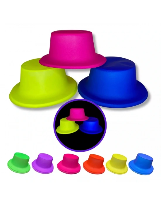 Neon Partisi Turuncu Renk Plastik Fötr Şapka