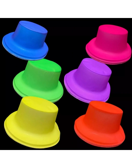 Neon Partisi Turuncu Renk Plastik Fötr Şapka