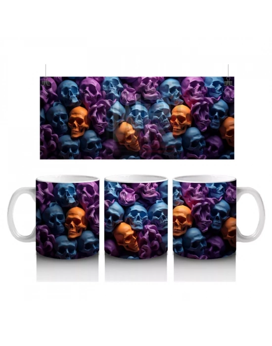 Neon Renkler Arasında Kafatası Ordusu – Hediyelik Kahve Kupası