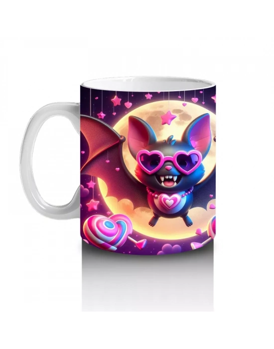 Neon Renkli Şeytan Maskesi Figürlü Korku Temalı Baskılı Kupa Bardak