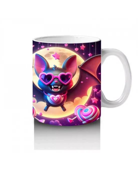 Neon Renkli Şeytan Maskesi Figürlü Korku Temalı Baskılı Kupa Bardak