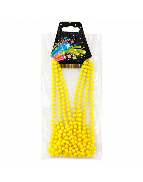 Neon Sarı Boncuk Kolye 80 Cm – Retro 80’ler 90’lar Parti Aksesuarı