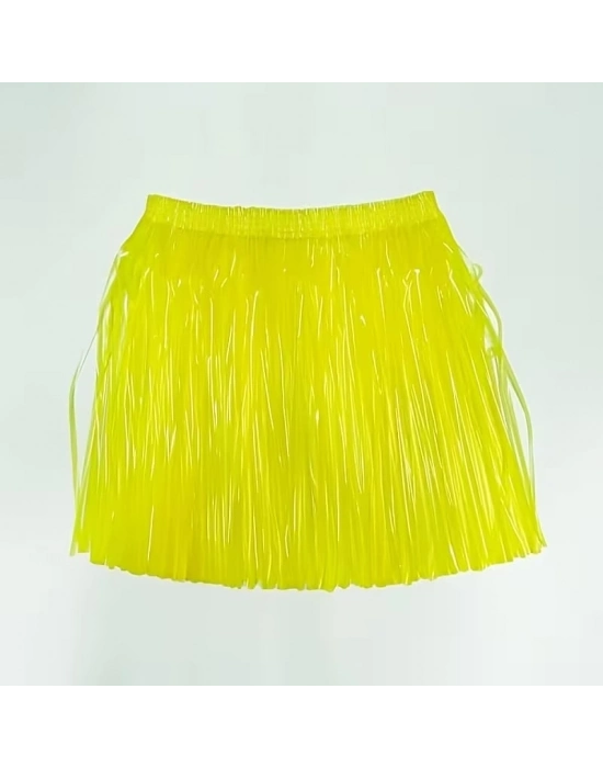 Neon Sarı Hawaii Parti Eteği 40 cm