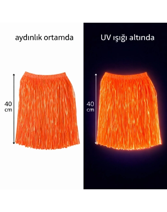 Neon Turuncu Hawaii Parti Eteği 40 Cm