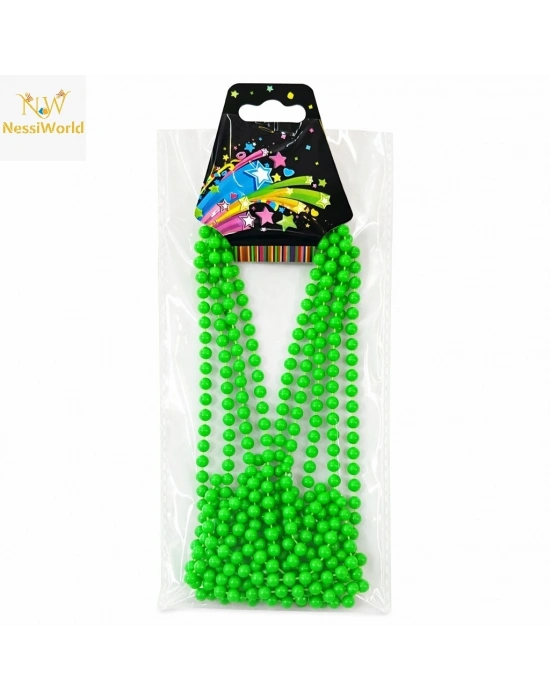 Neon Yeşil Boncuk Kolye 80 cm – Retro 80’ler 90’lar Parti Aksesuarı