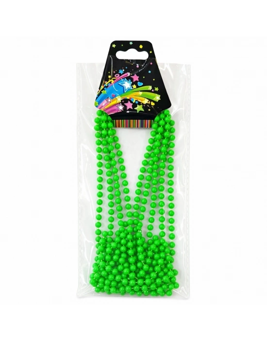 Neon Yeşil Boncuk Kolye 80 cm – Retro 80’ler 90’lar Parti Aksesuarı