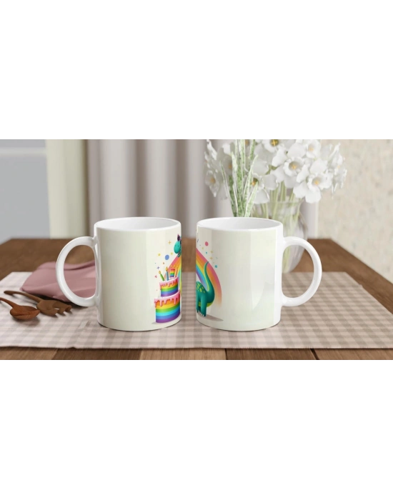 Neşeli Dinozor Doğum Günü Temalı Çocuklara Özel Baskılı Kupa Bardak