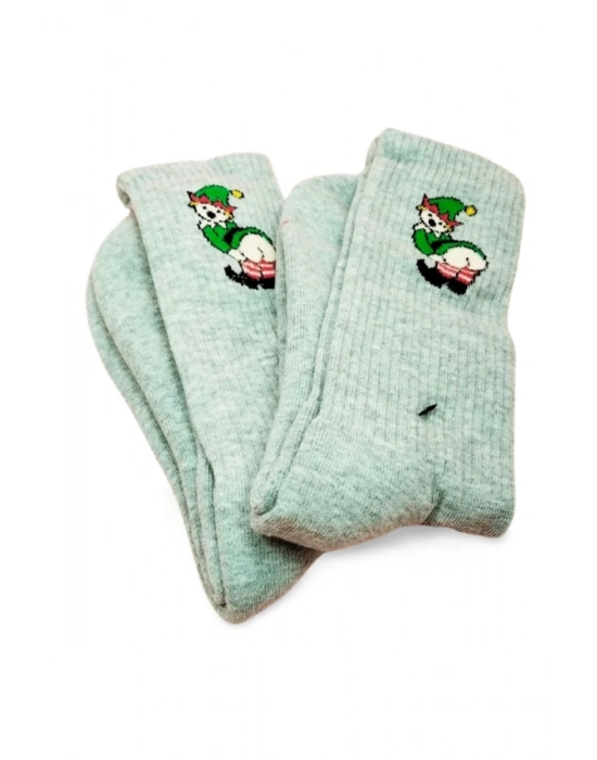 Neşeli Kolaj Çorap Popo Baskılı Esprili Kolej Çorap 2 Çift