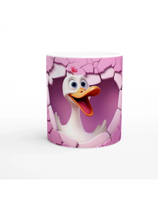 Neşeyle Bakan Ördek Temalı Baskılı Kupa Bardak