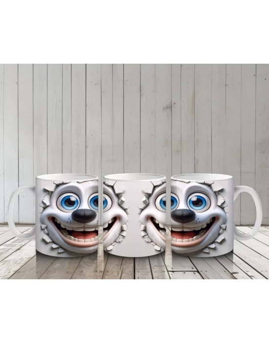 Neşeyle Bakan Sevimli Karakter Suratları – Baskılı Kahve Kupası