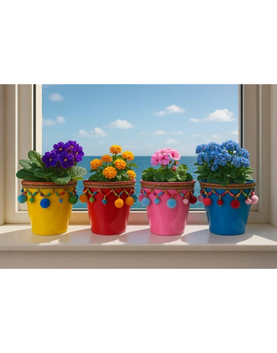 ®  Dekoratif Saksı Akdeniz MAVİ  Tekli