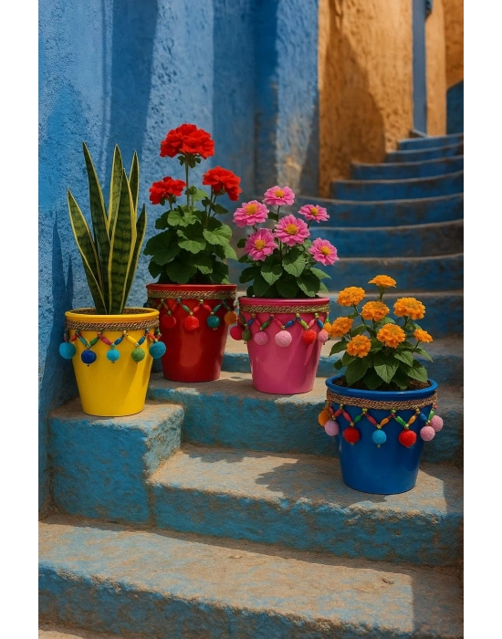 ®  Dekoratif Saksı Akdeniz MAVİ  Tekli