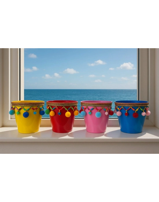 ®  Dekoratif Saksı Akdeniz PEMBE Tekli