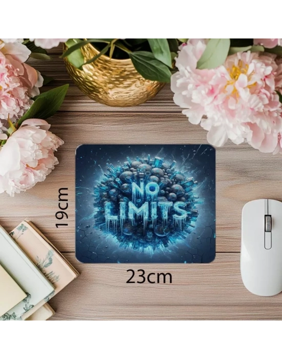 No Limits Yazılı Mavi Işık Tüplü Mousepad - 19x23 cm 2 mm Dikdörtgen İthal Baskılı Mouse Pad