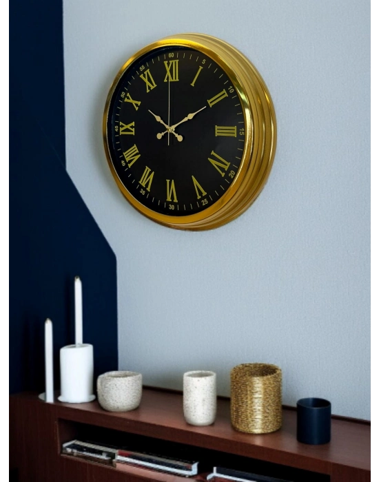 ® Noble Gold Black 40 Cm Metal Duvar Saati