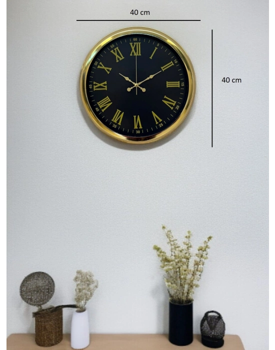 ® Noble Gold Black 40 Cm Metal Duvar Saati