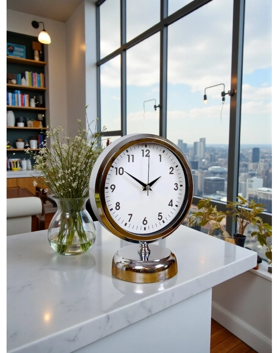 Noble Time 25 x 20 Cm Metal Krom Masa Saati