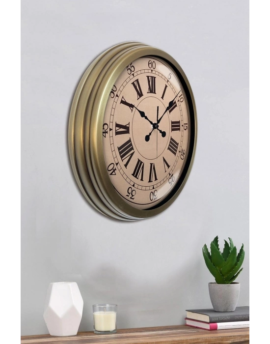 ® Nostalji Stil 40 Cm Metal Eskitme Duvar Saati