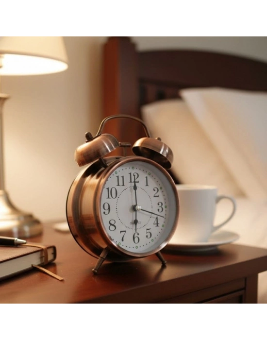 ®  Nostaljik Çalar Saat – Retro Tasarım, Sessiz Akan Mekanizma, Yüksek Sesli Alarm, Masa ve Komodin İçin Dekoratif Saat