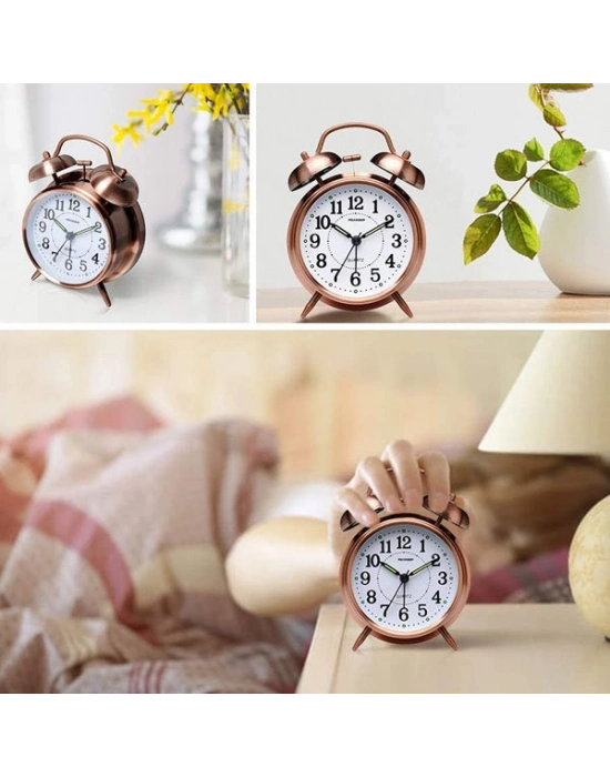 Nostaljik Metal Çalar Masa Saati Orta Boy