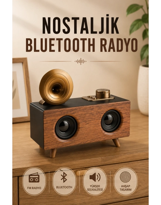 Nostaljik Radyo Bluetooth Bağlantılı Şarjlı Yüksek Ses Kaliteli