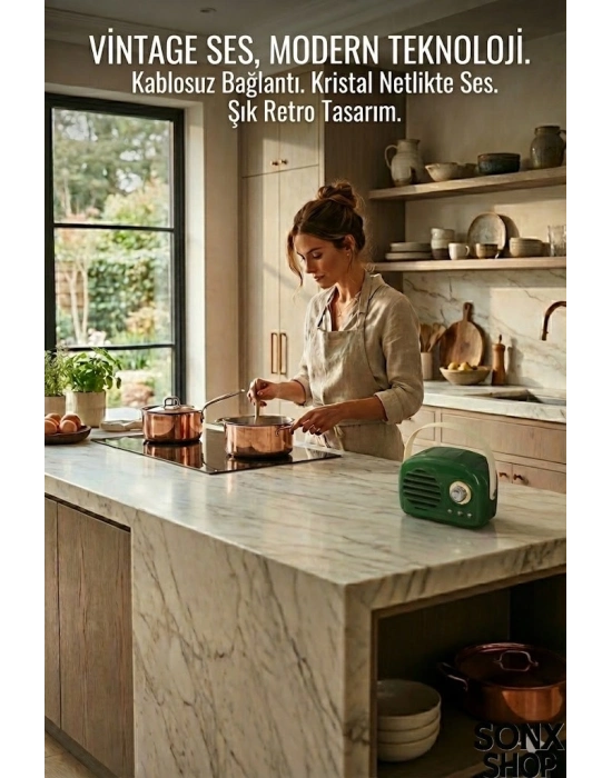 ®  Nostaljik Retro Bluetooth  - FM Radyo, USB ve Bluetooth Kablosuz Hoparlör