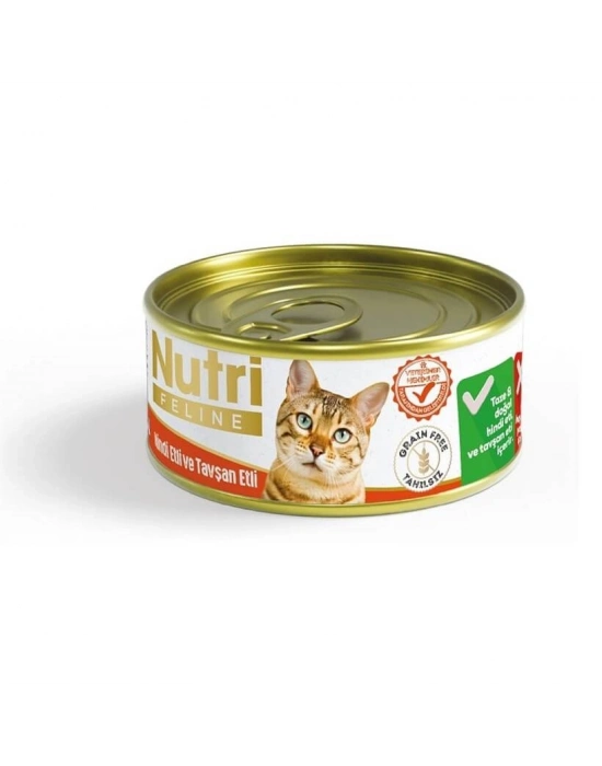 Nutri Feline Tahılsız Hindi ve Tavşan Etli Kedi Konservesi 85 Gr