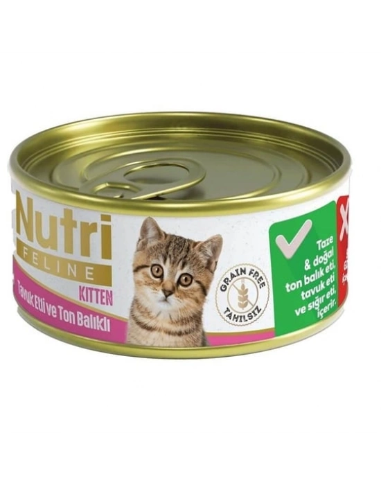 Nutri Feline Tahılsız Tavuk Etli Ve Ton Balıklı Yavru Kedi Konservesi 85gr