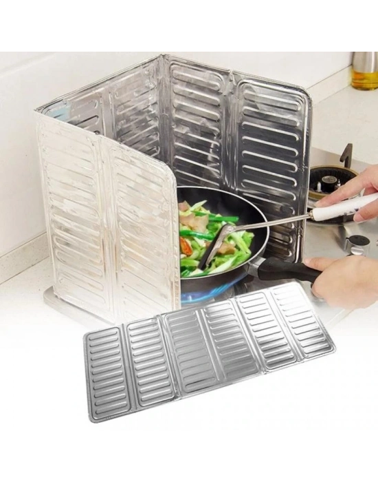 Ocak Yağ Sıçrama Koruyucu Katlanır Alüminyum Levha -kolay Silinir Piknik Tüpü Rüzgar Önleyici Panel