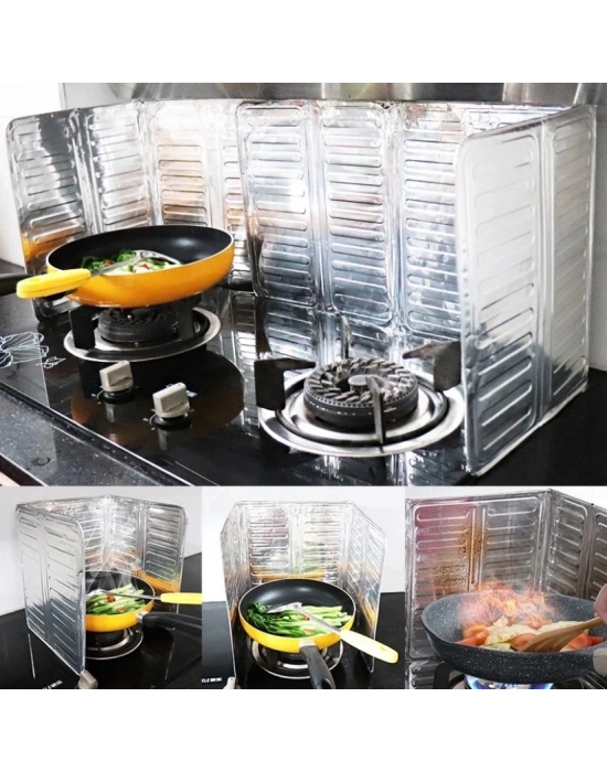 Ocak Yağ Sıçrama Koruyucu Katlanır Alüminyum Levha -kolay Silinir Piknik Tüpü Rüzgar Önleyici Panel