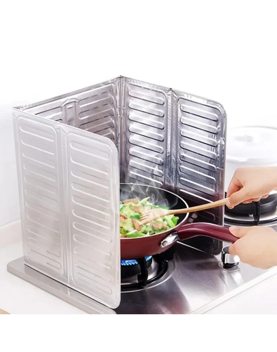 Ocak Yağ Sıçrama Koruyucu Katlanır Alüminyum Levha -kolay Silinir Piknik Tüpü Rüzgar Önleyici Panel