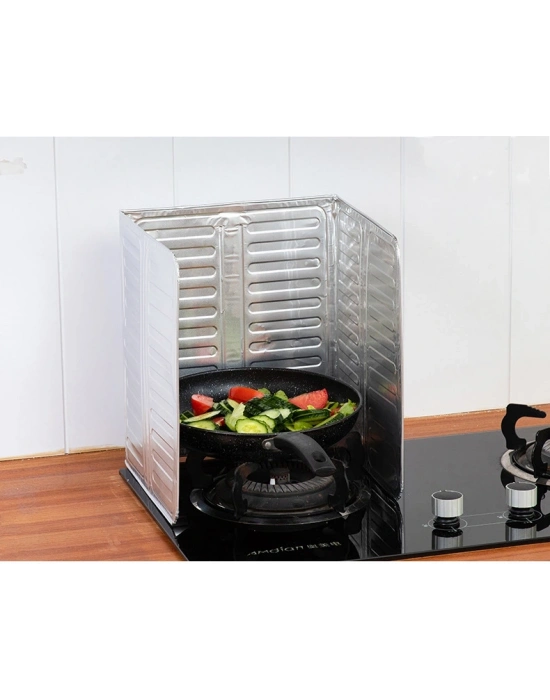 Ocak Yağ Sıçrama Koruyucu Katlanır Alüminyum Levha -kolay Silinir Piknik Tüpü Rüzgar Önleyici Panel