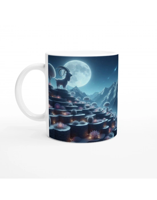 Oğlak Burcu Baskılı Kahve Kupası - Ay ışığında Zodyak Bahçesi Vs1