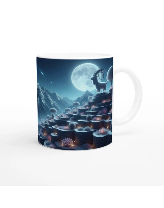 Oğlak Burcu Baskılı Kahve Kupası - Ay ışığında Zodyak Bahçesi Vs1