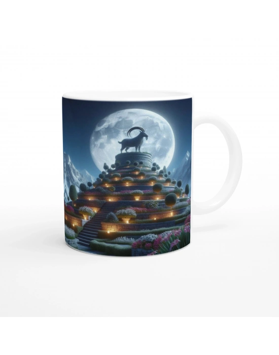 Oğlak Burcu Baskılı Kahve Kupası - Ay ışığında Zodyak Bahçesi Vs3