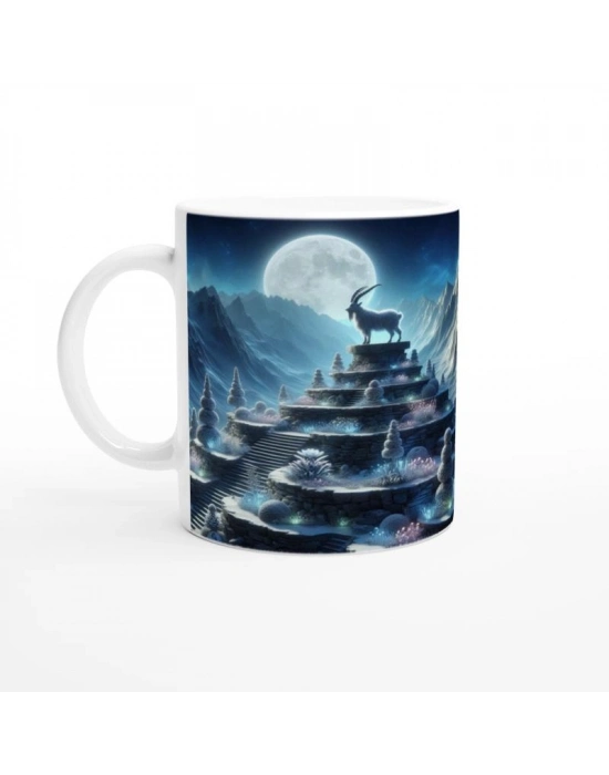 Oğlak Burcu Baskılı Kahve Kupası - Ay ışığında Zodyak Bahçesi Vs4