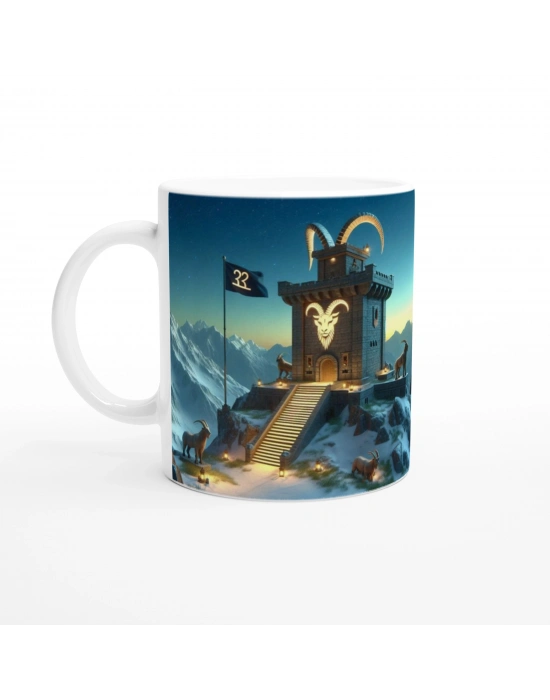 Oğlak Burcu Baskılı Kahve Kupası - Burçlar Krallığı Şatosu Vs4
