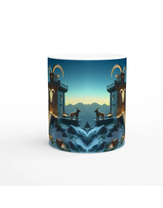 Oğlak Burcu Baskılı Kahve Kupası - Burçlar Krallığı Şatosu Vs4