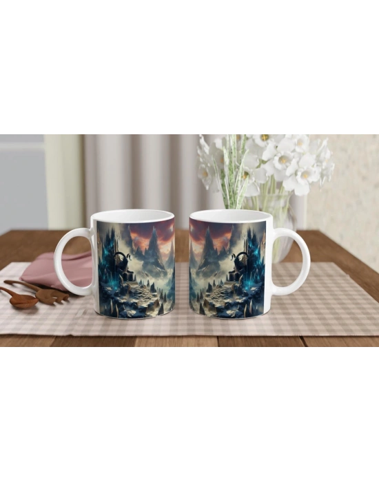 Oğlak Burcu Baskılı Kahve Kupası - Elementsel Doğa Krallığı Temalı Vs2