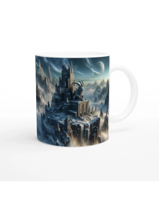 Oğlak Burcu Baskılı Kahve Kupası - Elementsel Doğa Krallığı Temalı Vs3