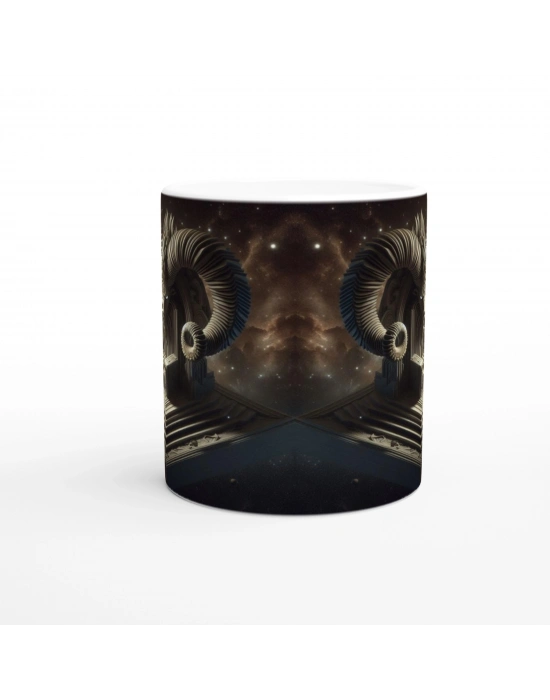 Oğlak Burcu Baskılı Kahve Kupası - Galaktik Taht Odası Temalı Vs1
